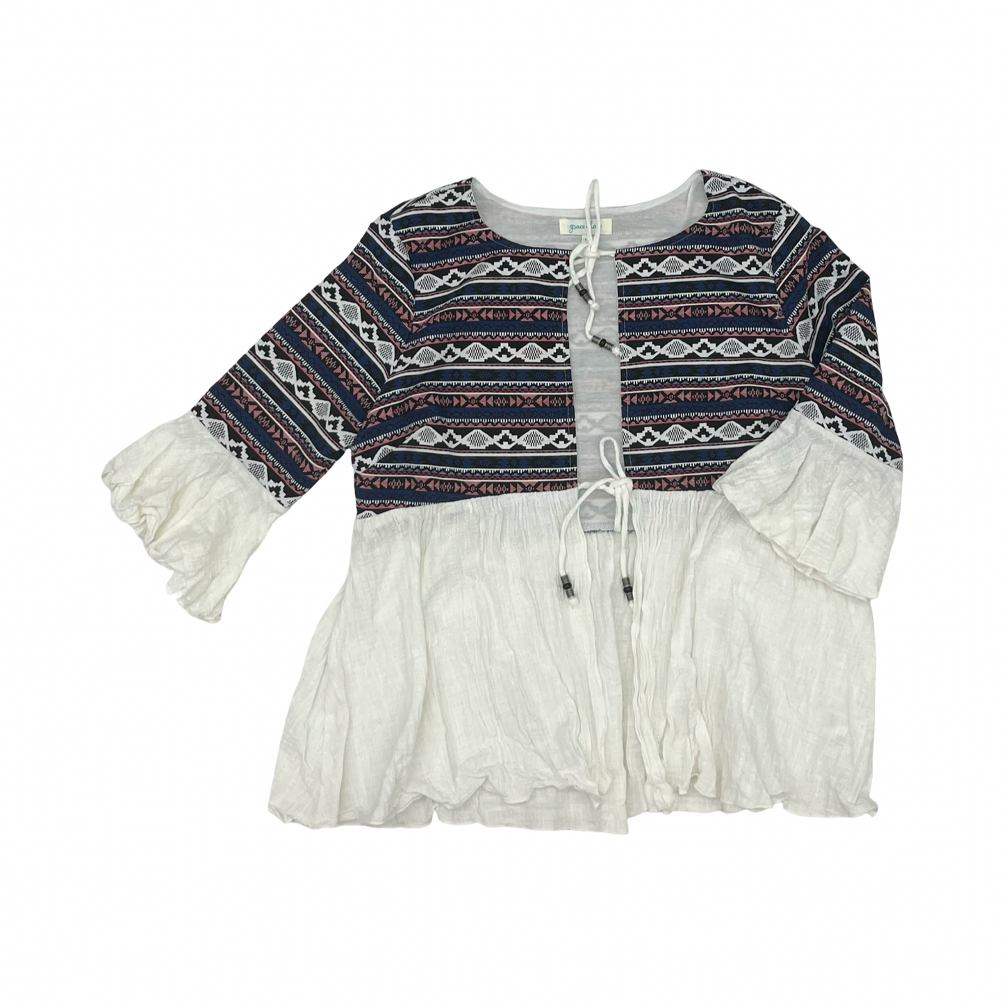 Kimono By Grace & Lace In Blue & Red & White, Size:M