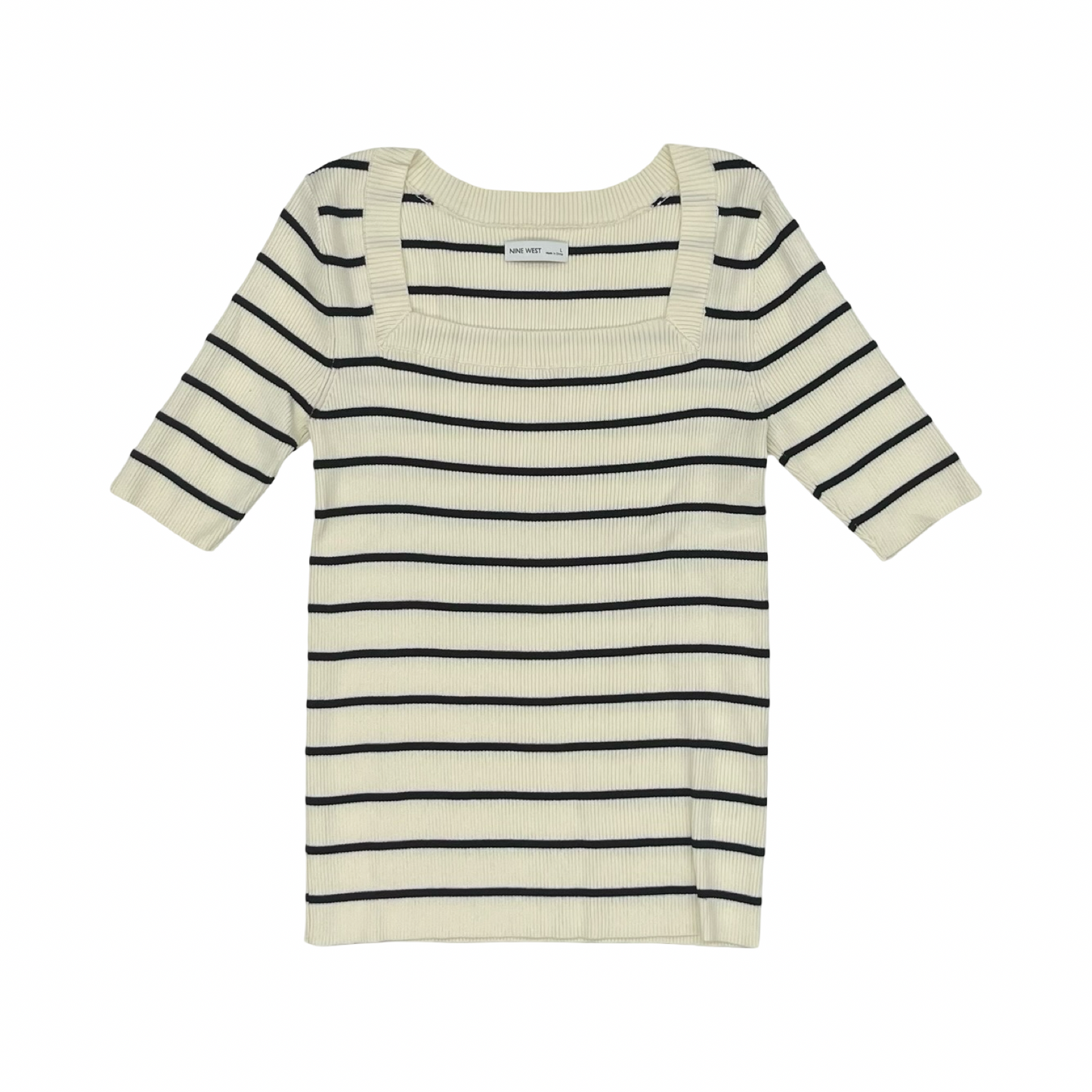 Sweater Ss By Nine West Apparel In Black & Cream, Size:L