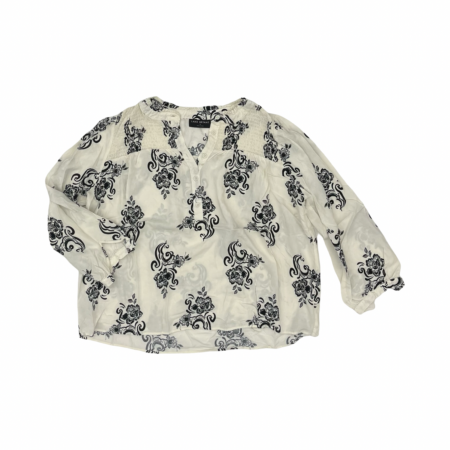 Blouse 3/4 Sleeve By Lane Bryant In Black & White, Size:2X