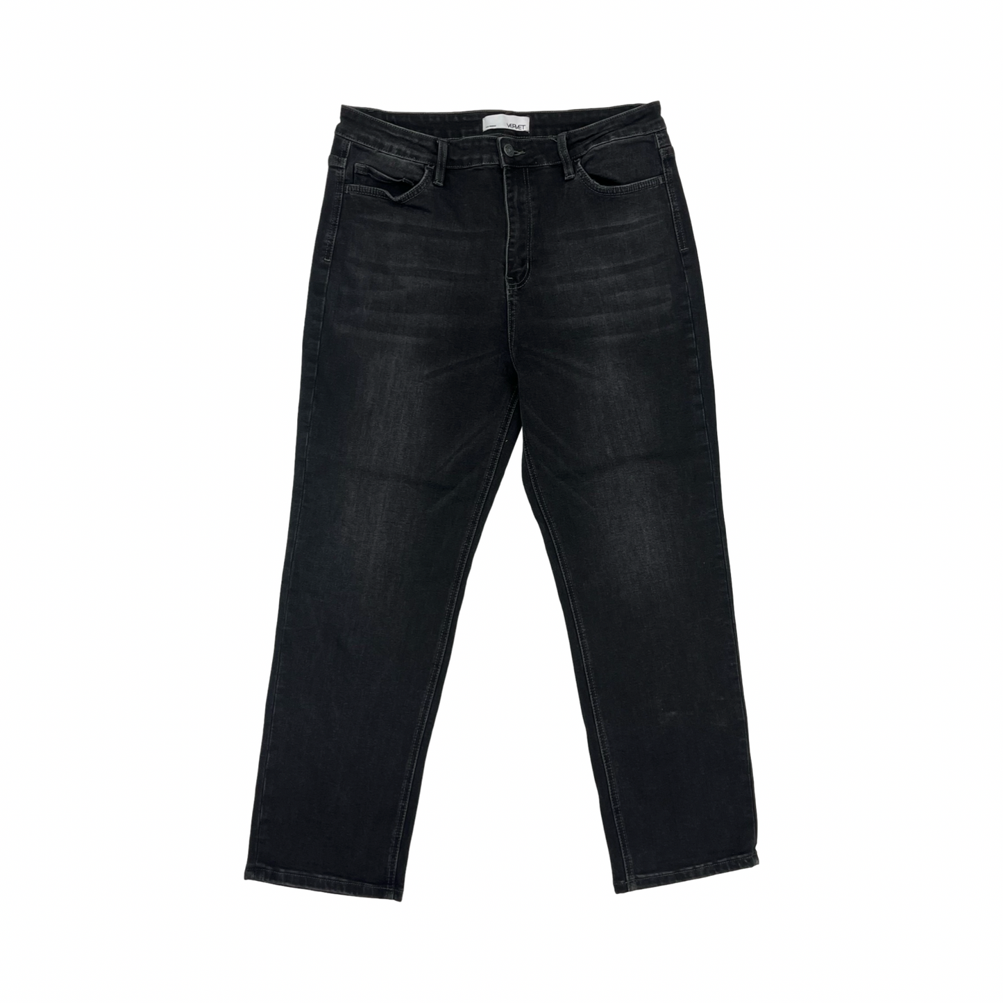 Jeans Straight By Vervet In Black Denim, Size:14