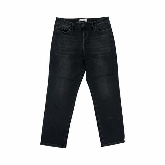 Jeans Straight By Vervet In Black Denim, Size:14