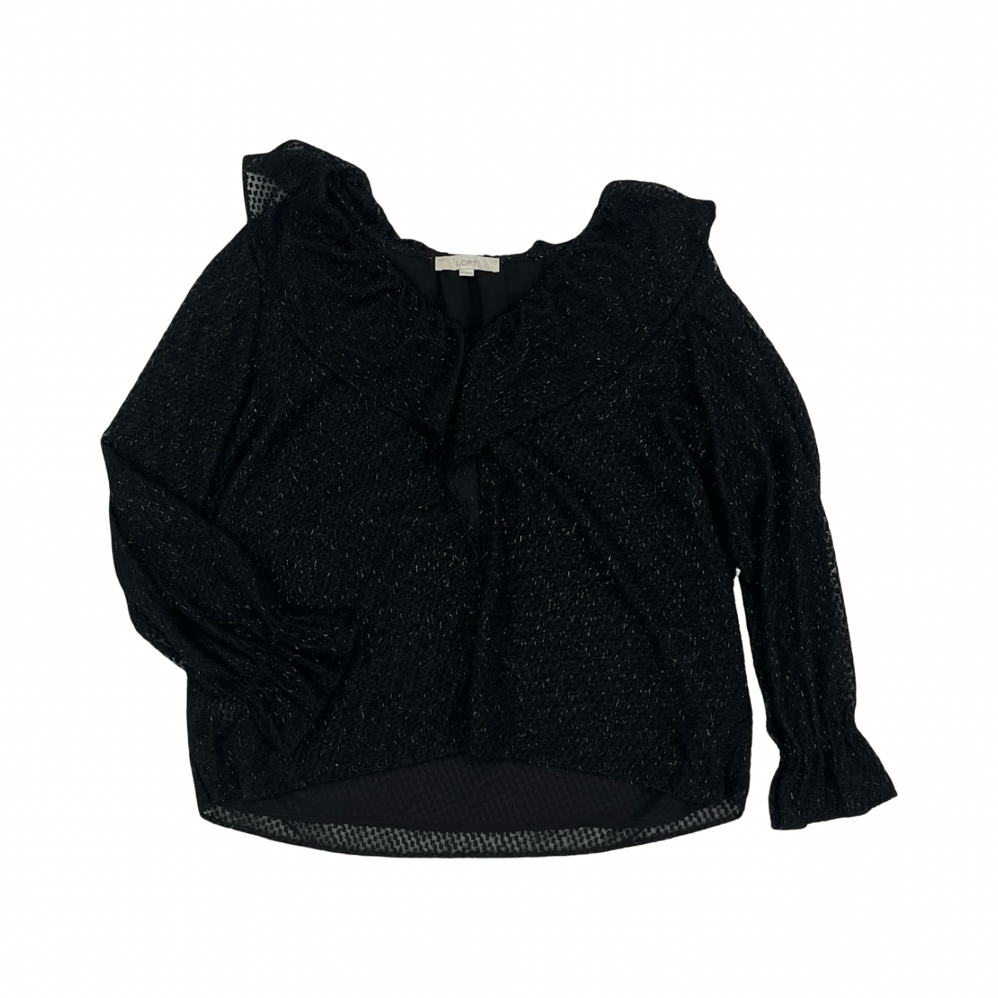 Blouse Ls By Loft In Black, Size:Xl