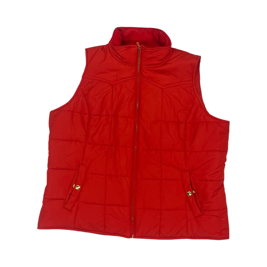 Vest Puffer & Quilted By Chaps In Red, Size:1X