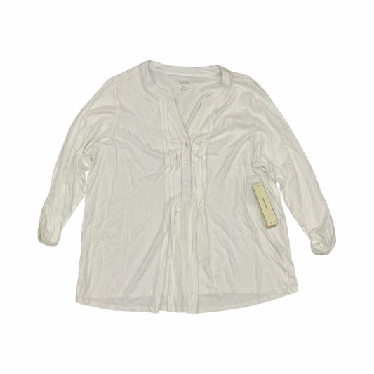 Top 3/4 Sleeve By Workshop In Cream, Size:1X