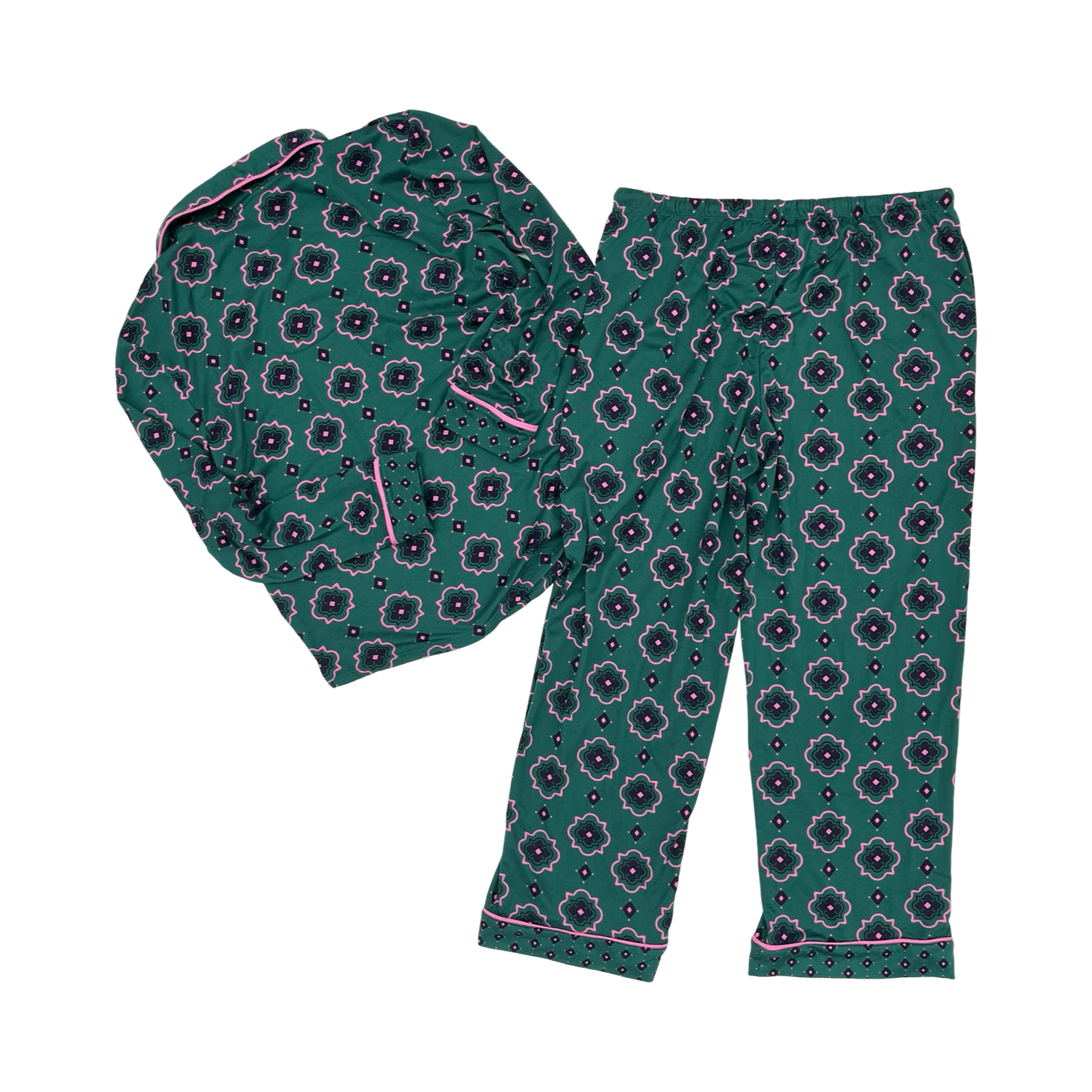 Pajamas 2Pc By Clothes Mentor In Green & Pink, Size:Xl