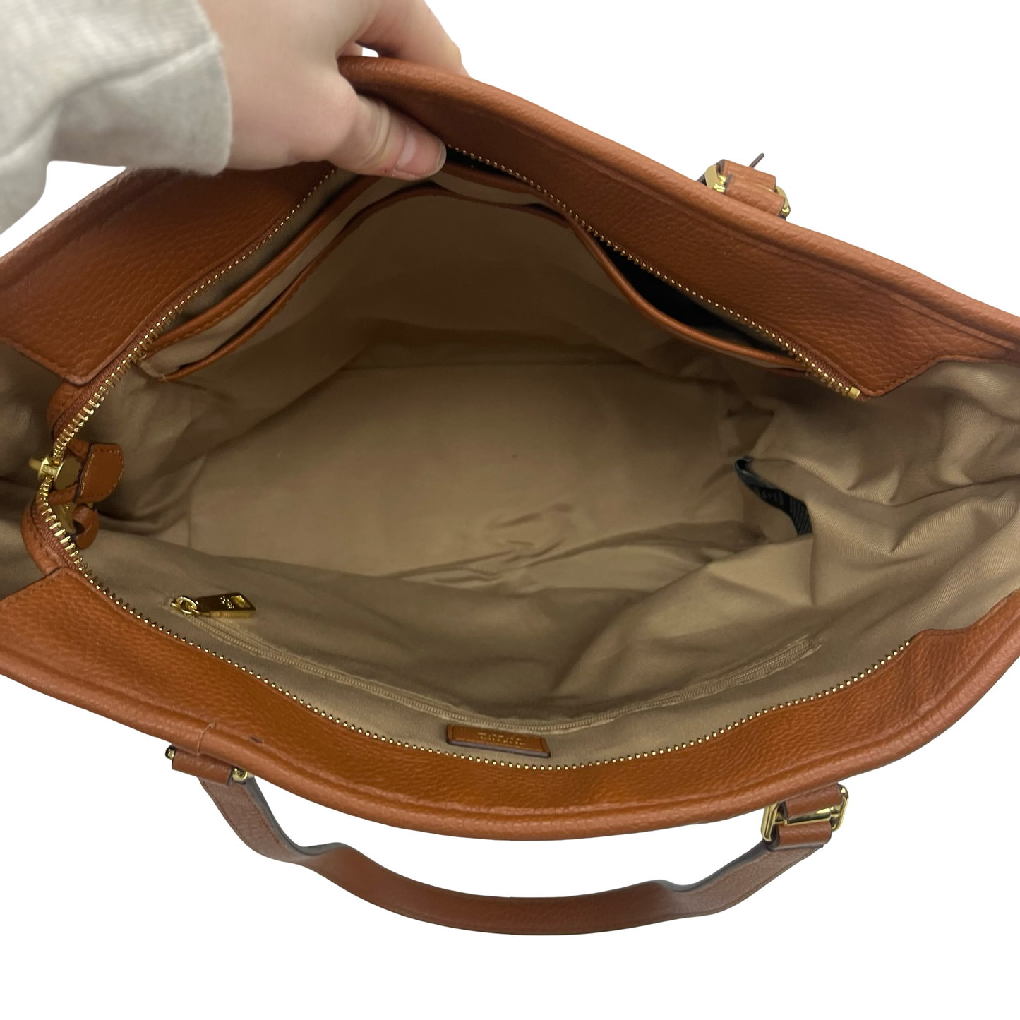 Handbag By Lauren By Ralph Lauren In Blue & Brown, Size:Medium