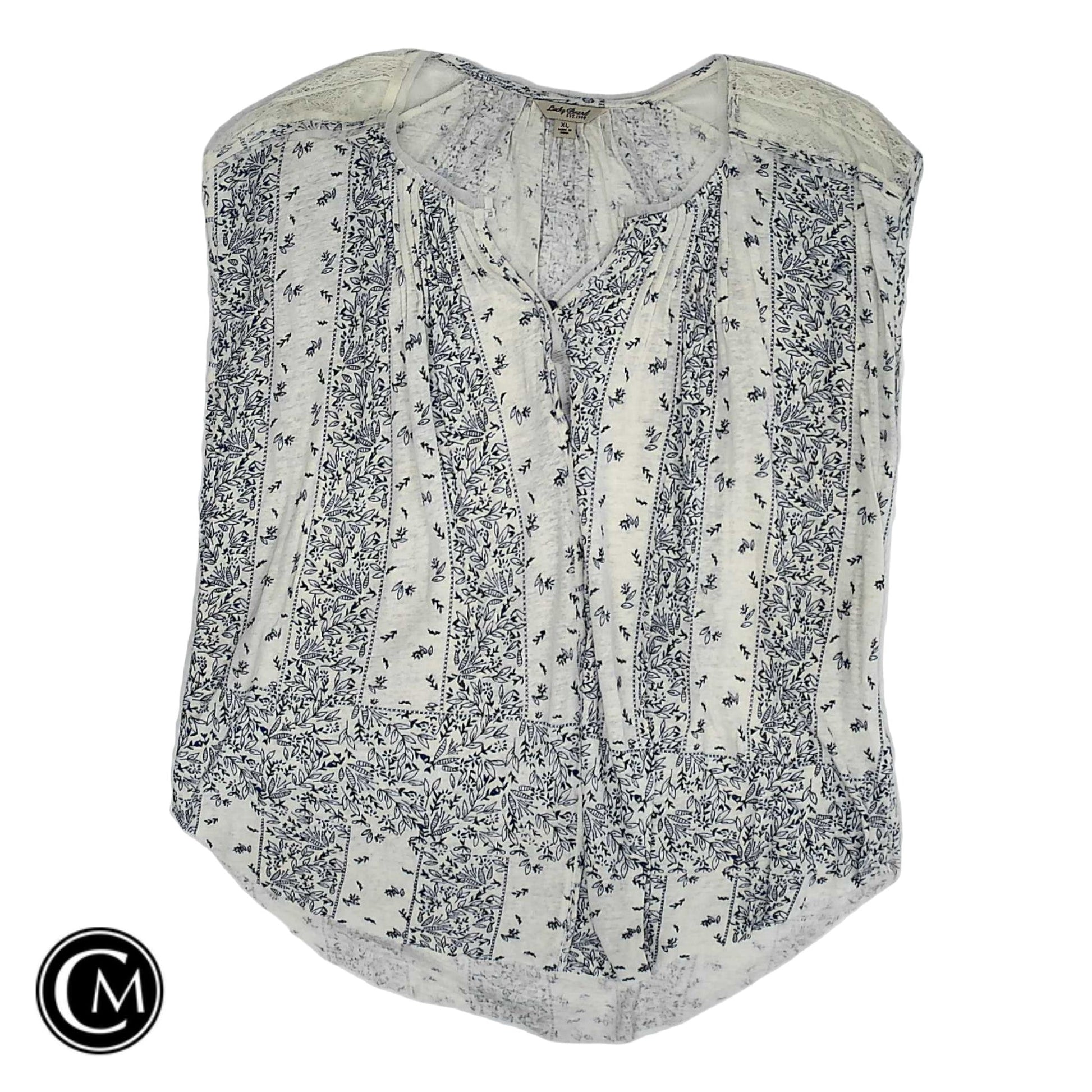 Top Sleeveless By Lucky Brand In Blue & Cream, Size: Xl image 1