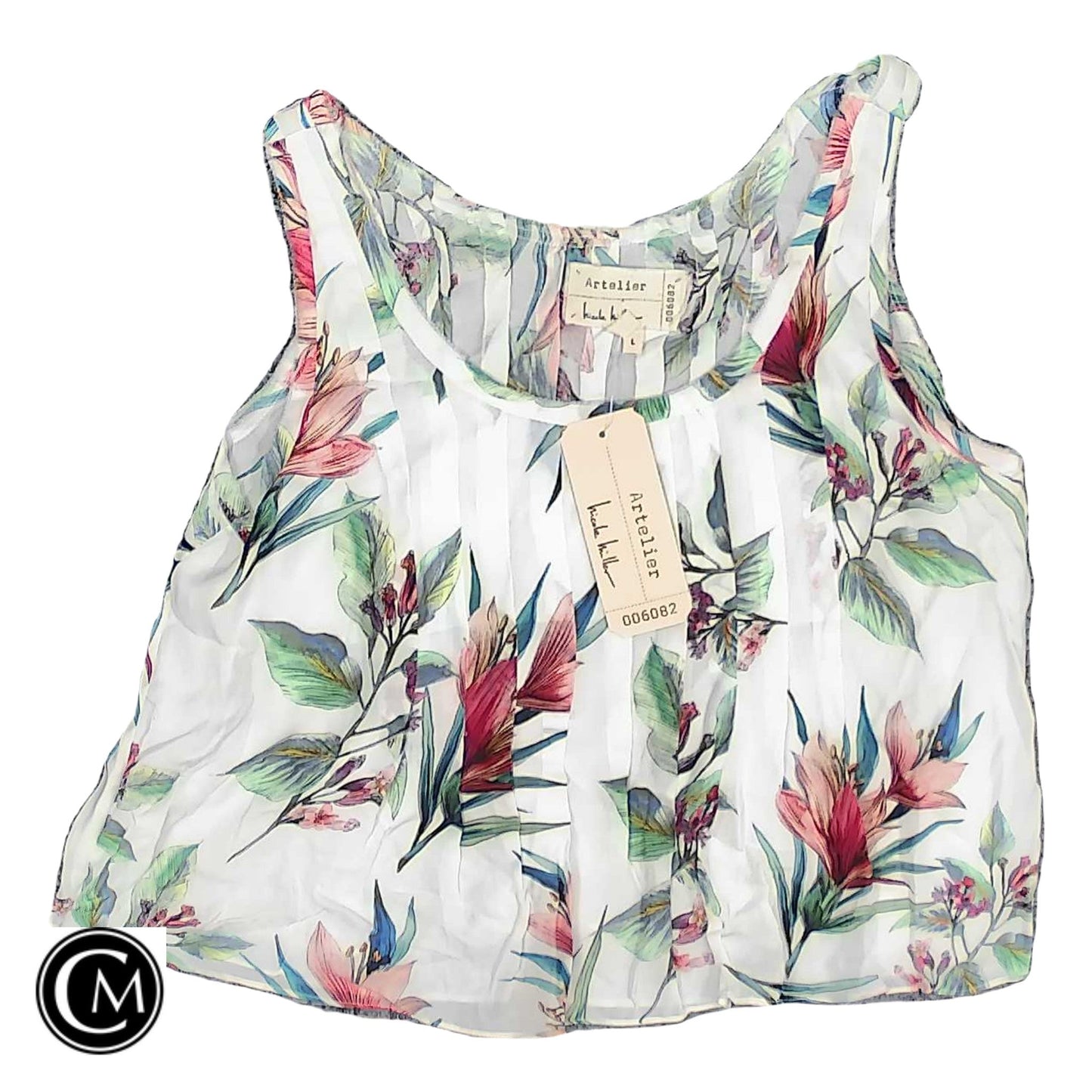 Top Sleeveless By Nicole Miller In White, Size: L image 1