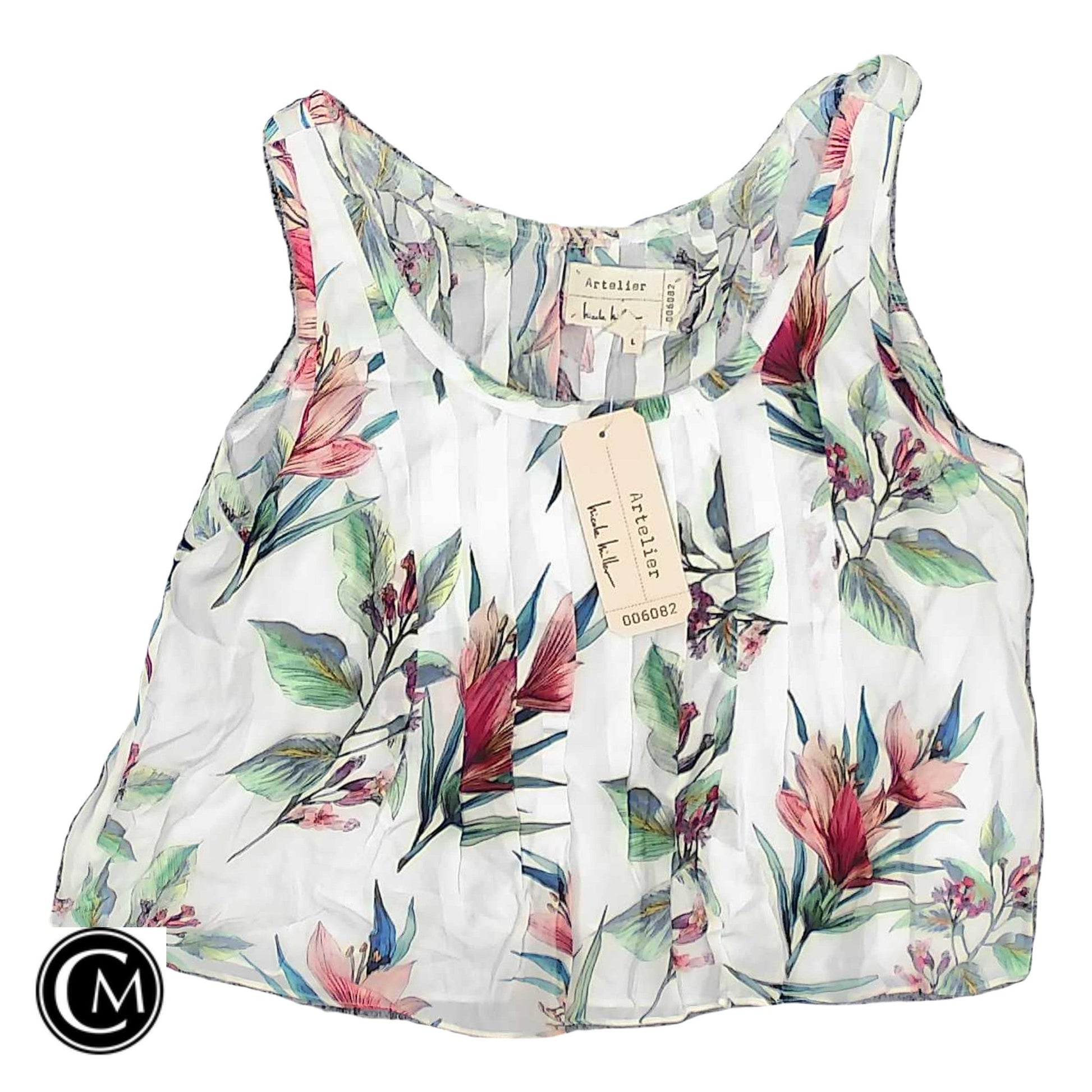 Top Sleeveless By Nicole Miller In White, Size: L image 1