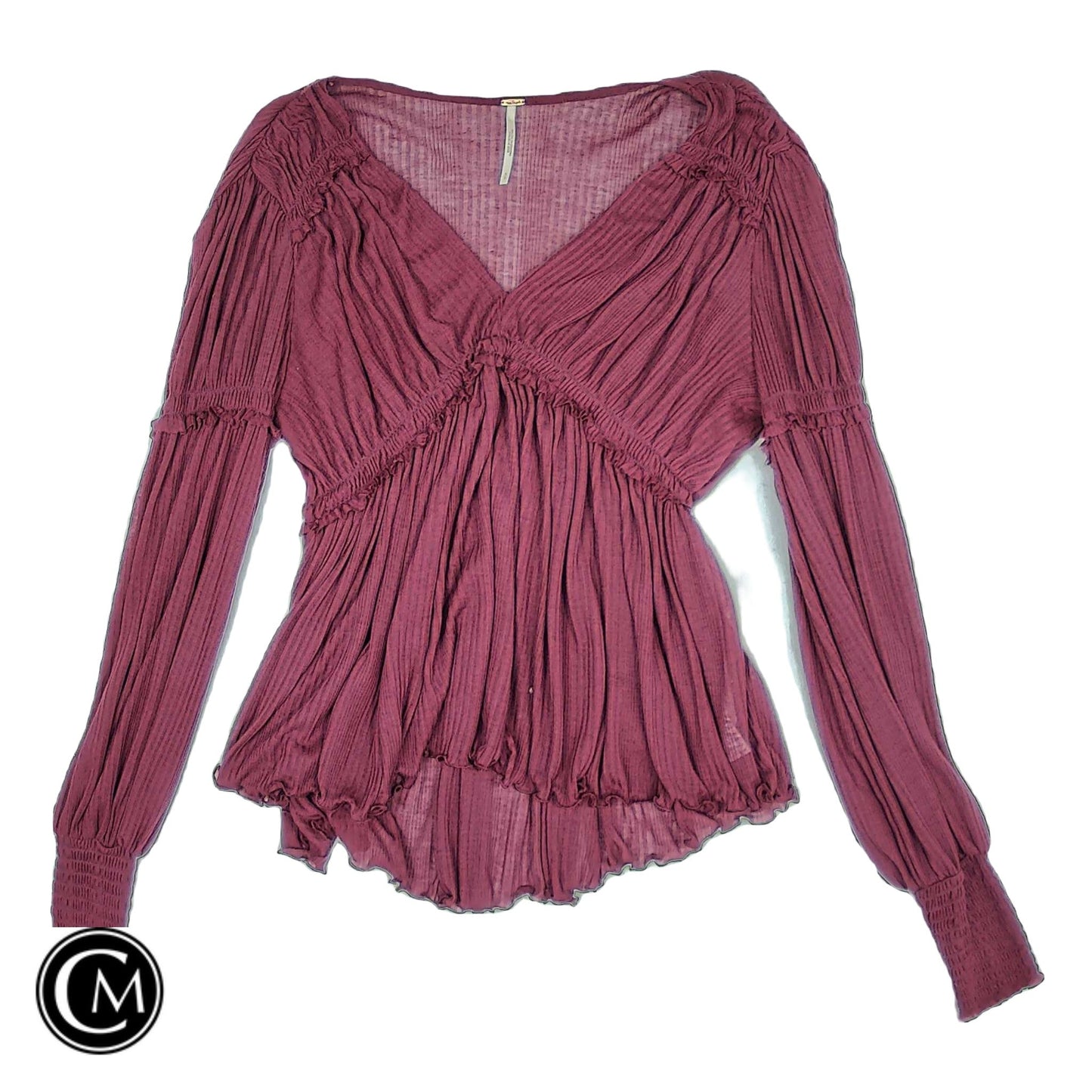 Blouse Ls By Free People In Maroon, Size: S