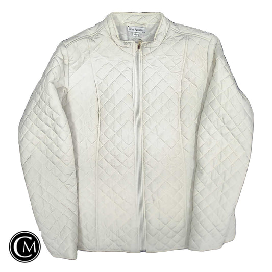 Jacket Puffer & Quilted By Kim Rogers In Ivory, Size: L