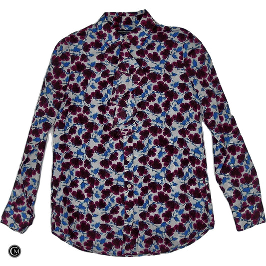 Blouse 3/4 Sleeve By Banana Republic In Blue & Purple, Size: Xs