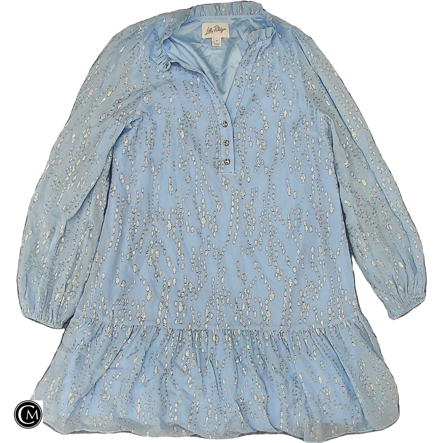 Dress Designer By Lilly Pulitzer In Blue & Gold, Size: S
