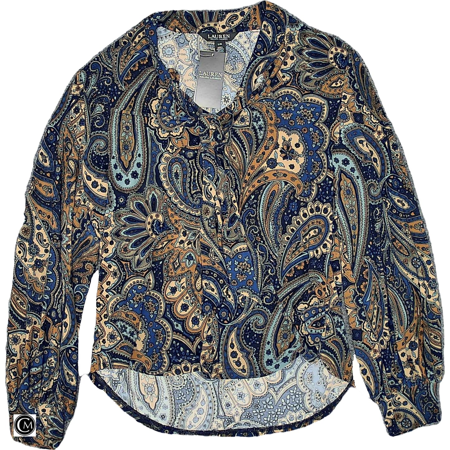 Top Ls By Lauren By Ralph Lauren In Blue & Brown, Size: L