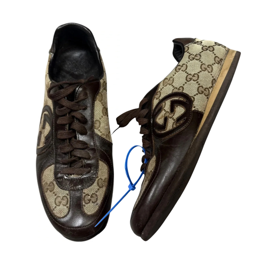 Shoes Luxury Designer By Gucci In Brown, Size: 6