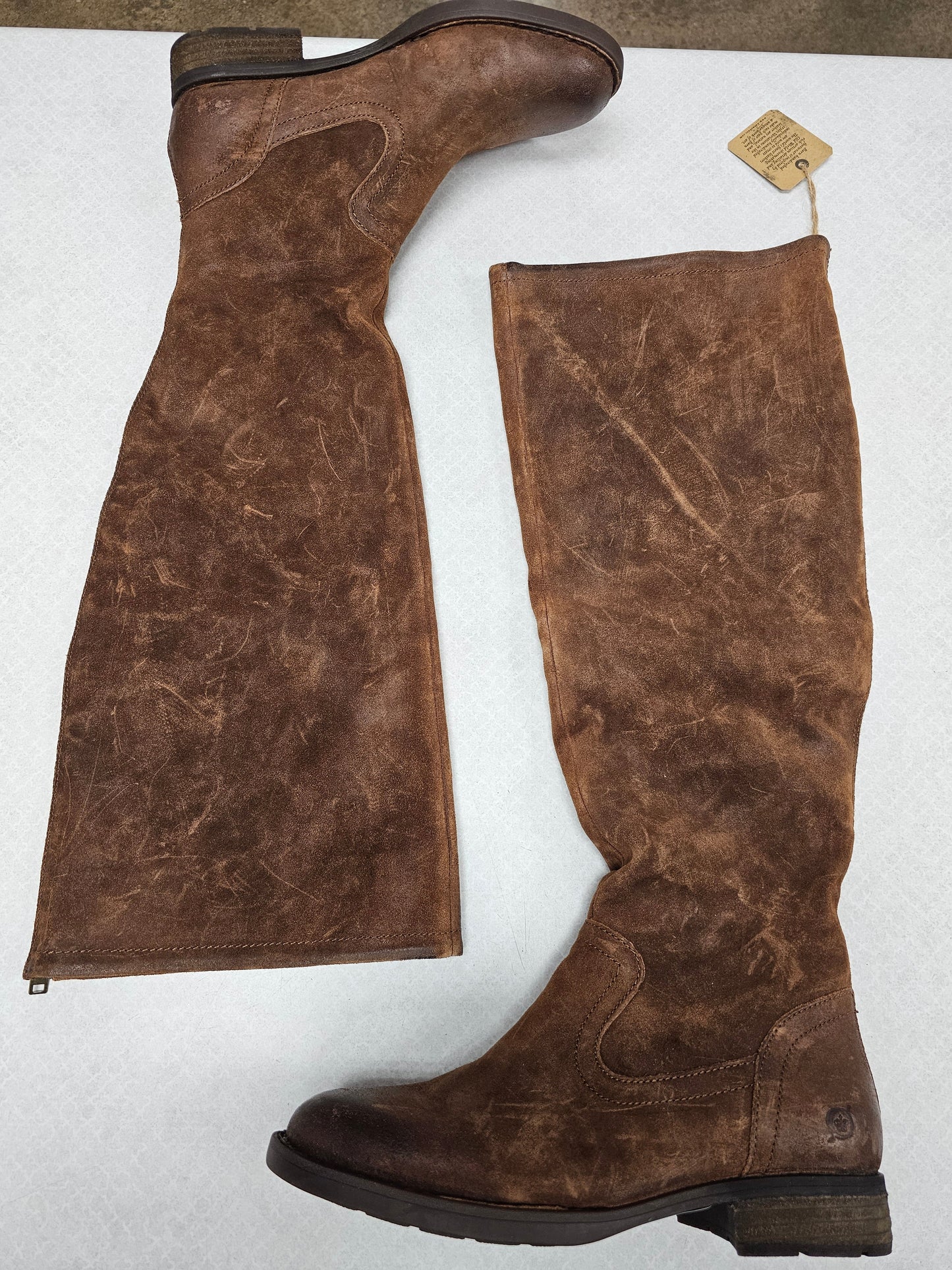 Boots Knee Heels By Born In Brown, Size:8