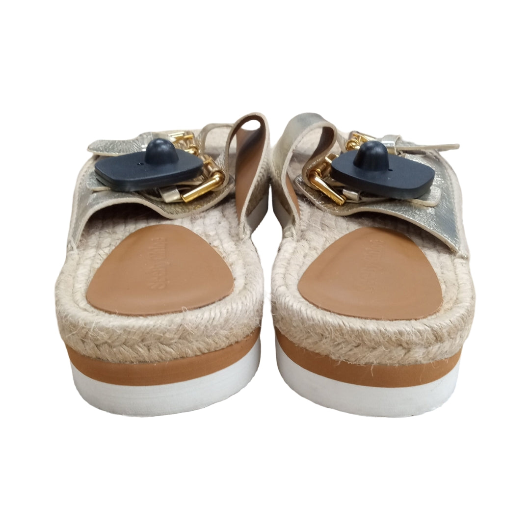 Sandals Designer By See By Chloe In Gold, Size:7.5