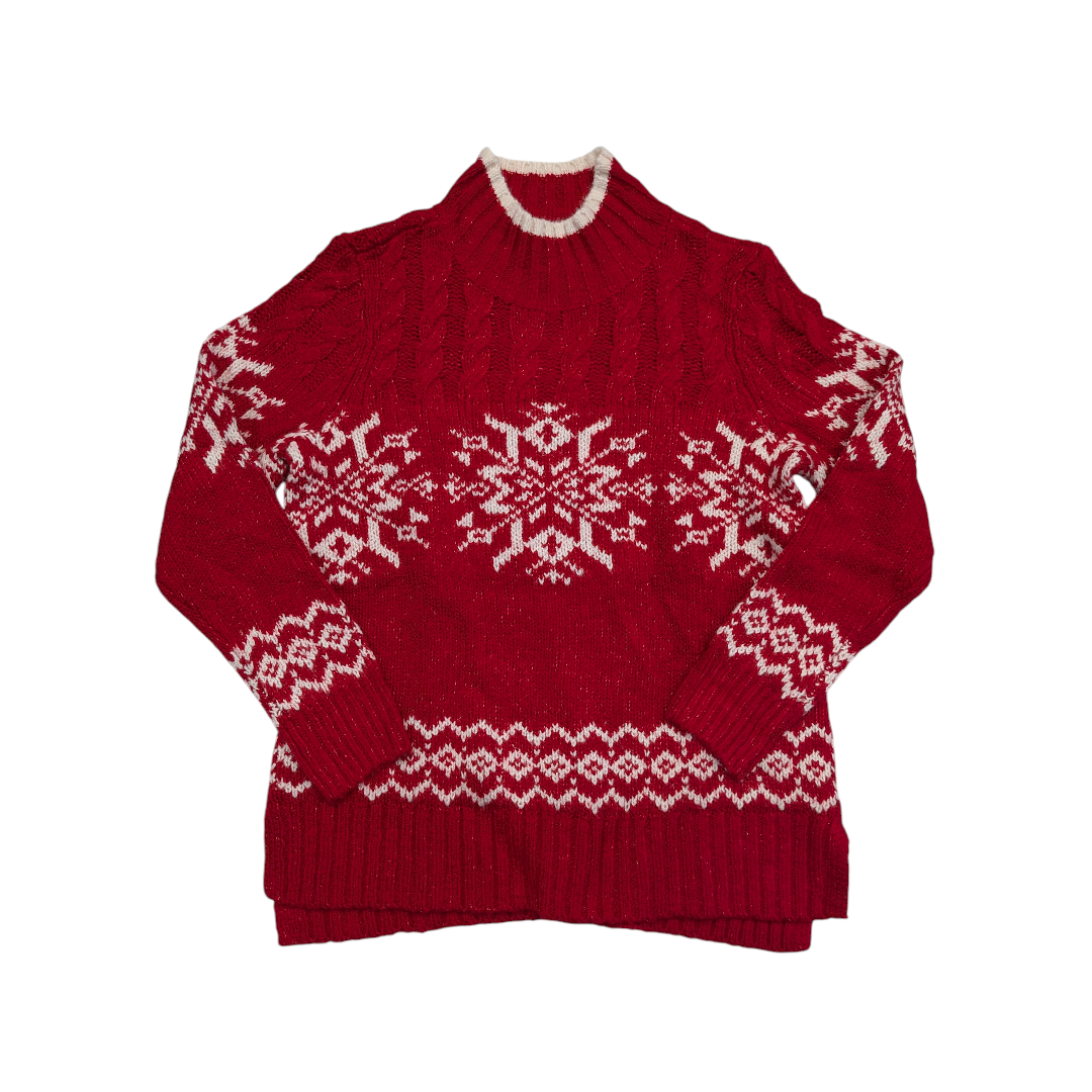 Sweater By Talbots In Red & White, Size:M