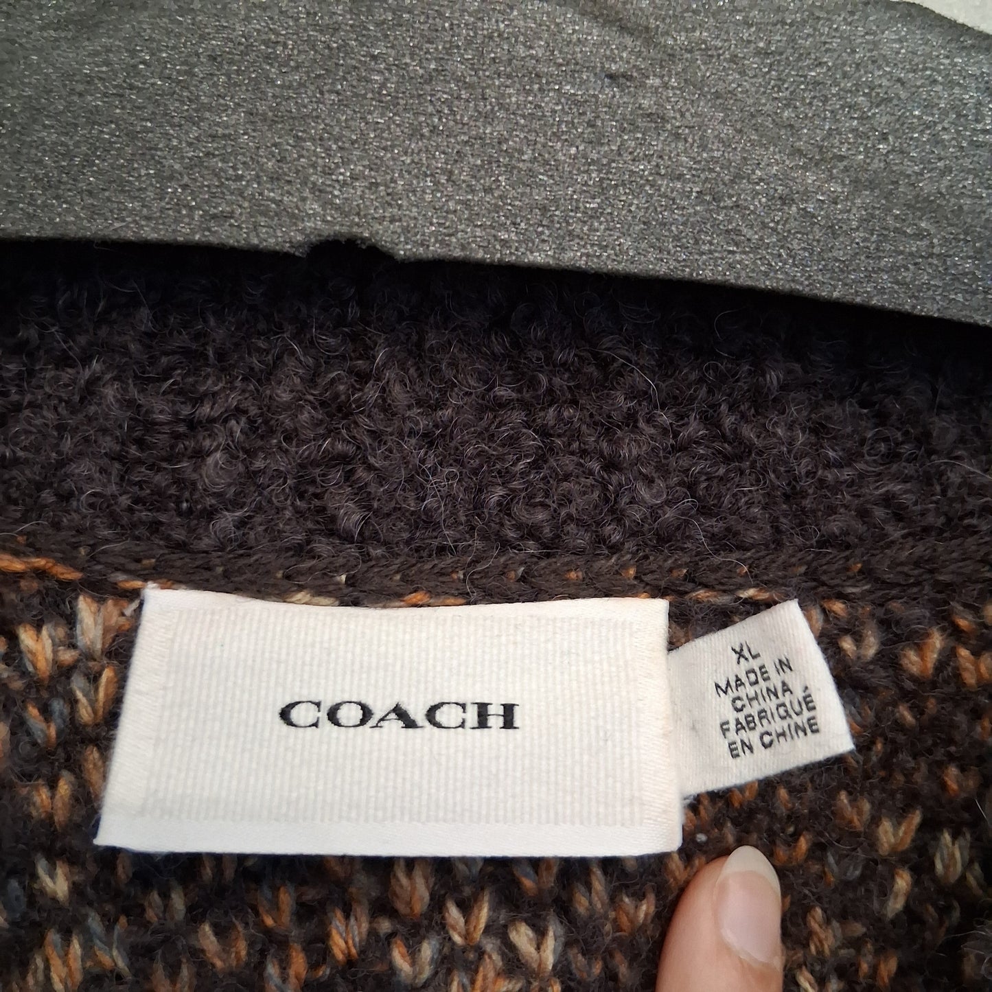 Sweater Designer By Coach In Brown & Gold & Blue, Size: Xl
