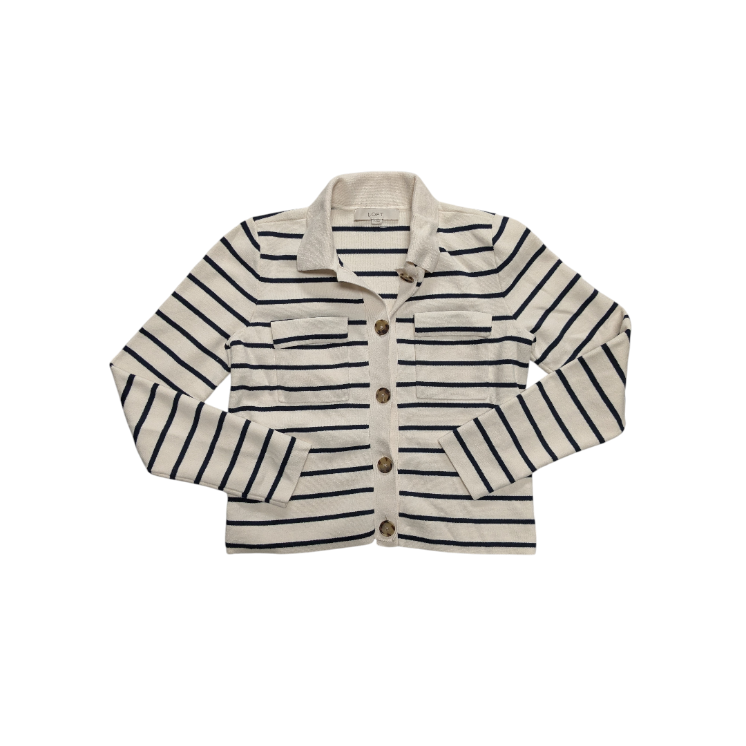 Sweater Cardigan By Loft In Striped Pattern, Size:Xs