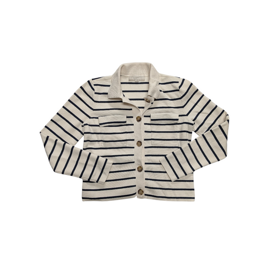Sweater Cardigan By Loft In Striped Pattern, Size:Xs