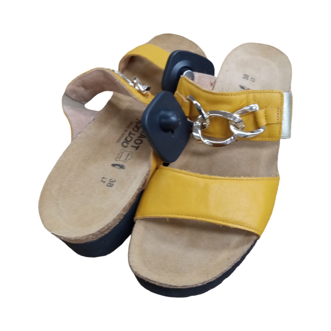 Sandals Heels Wedge By Naot In Yellow, Size:7