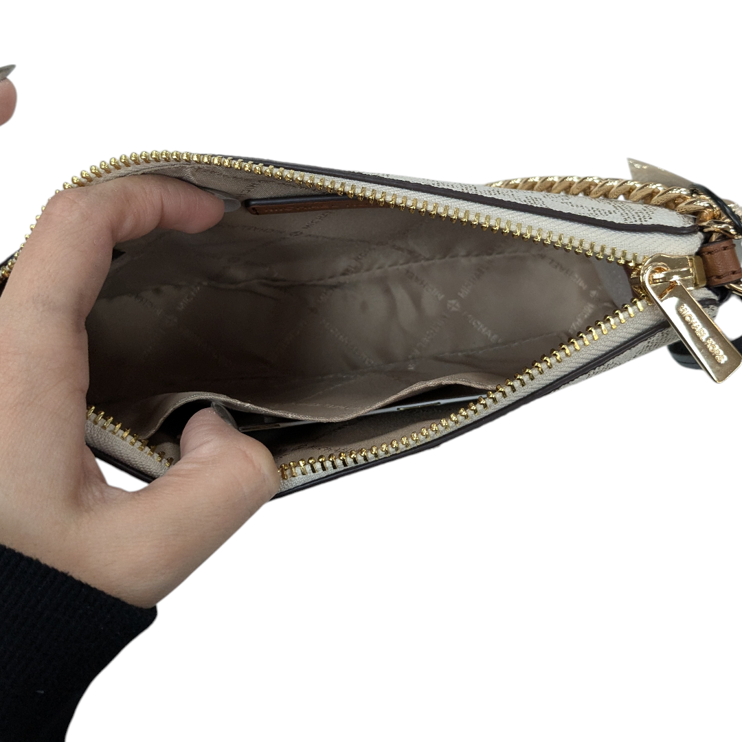 Handbag Designer By Michael Kors In Gold & White, Size:Small