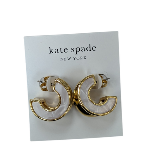 Earrings Designer By Kate Spade In Gold & White