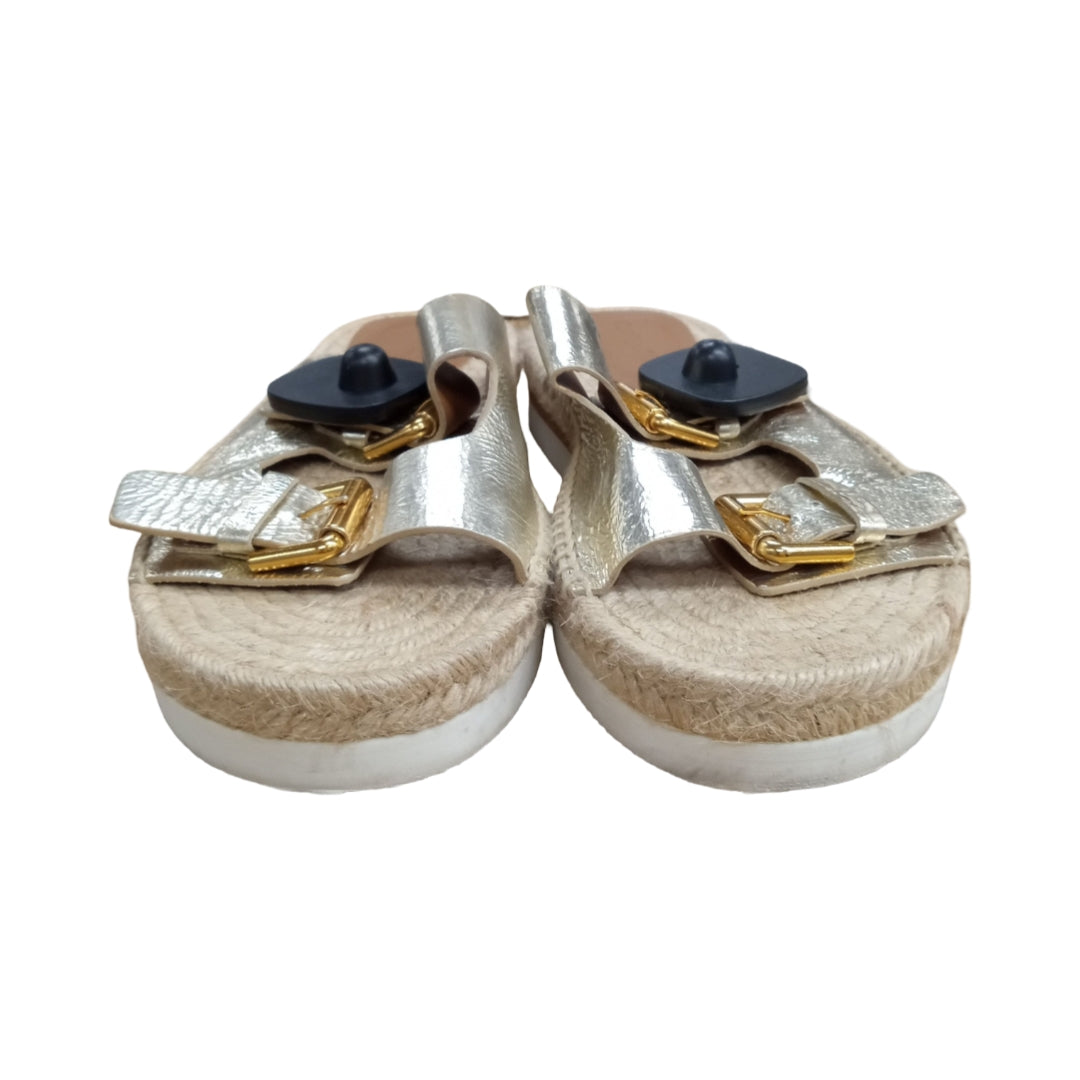 Sandals Designer By See By Chloe In Gold, Size:7.5
