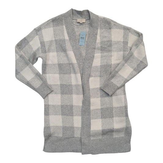 Sweater Cardigan By Loft In Grey & White, Size:Lp