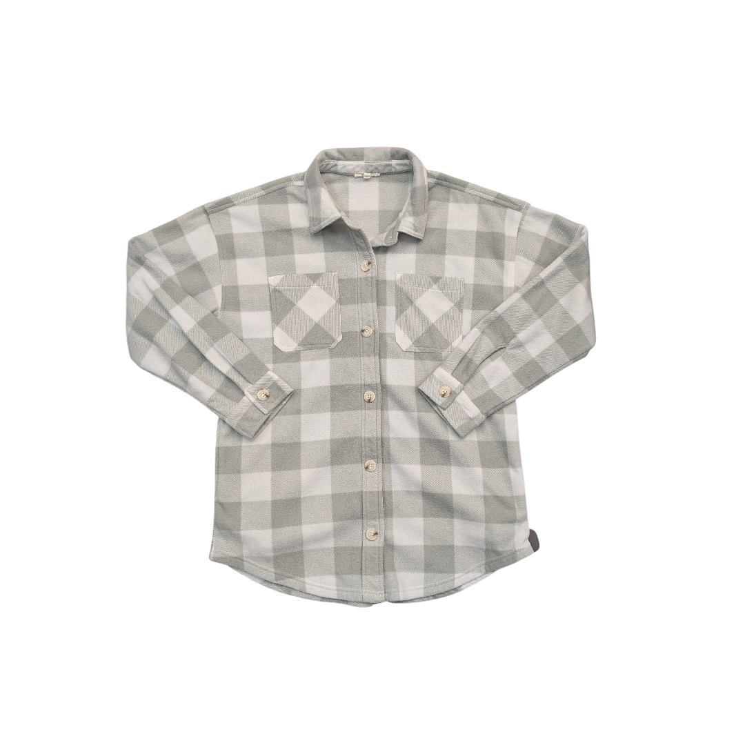 Jacket Shirt By Maurices In Grey & White, Size:M