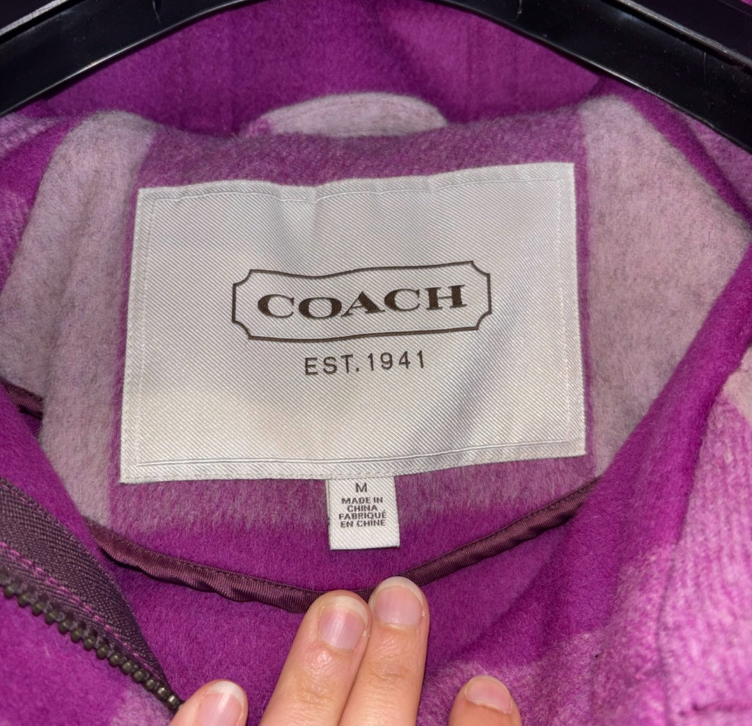 Jacket Designer By Coach In Purple, Size: M