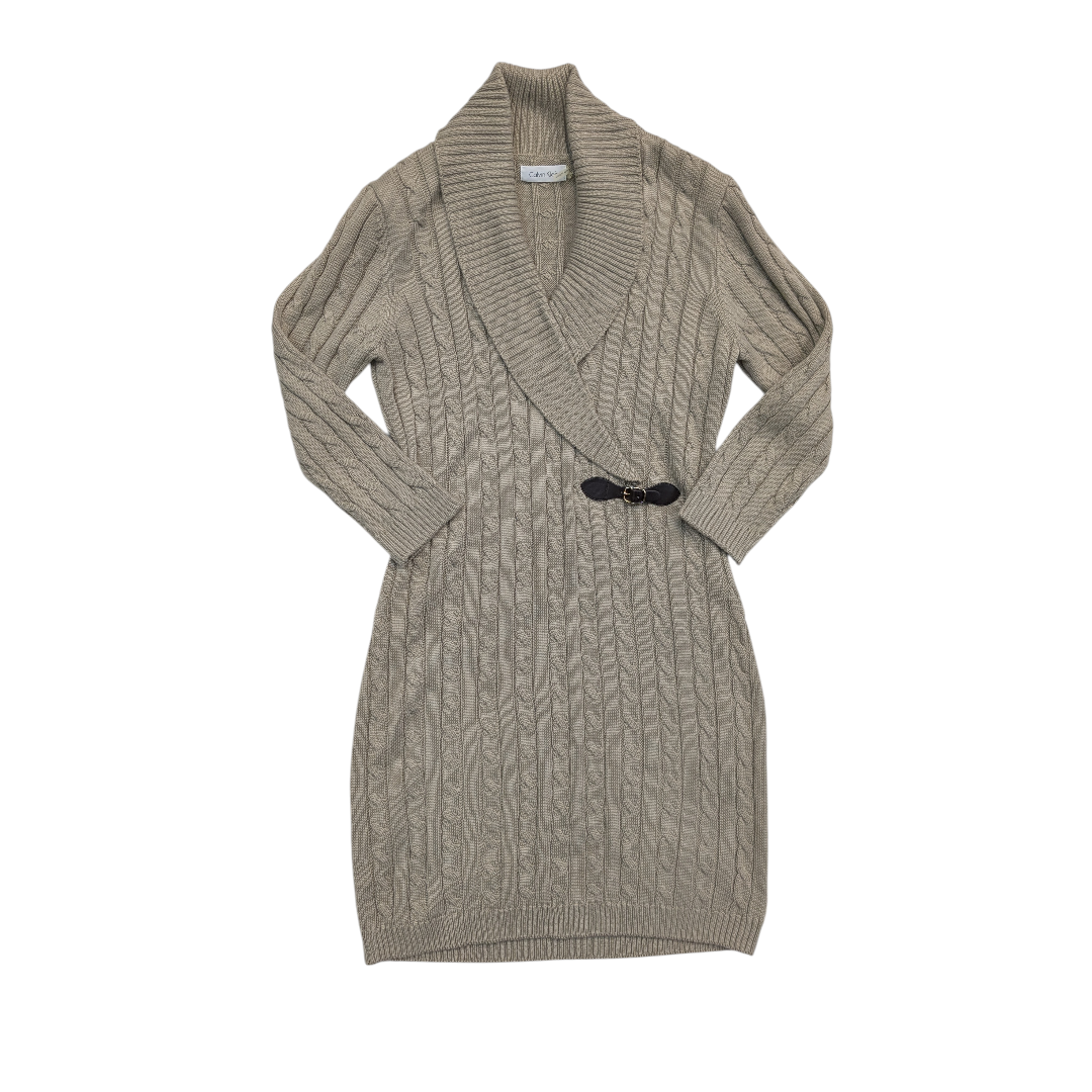 Dress Sweater By Calvin Klein In Tan, Size:M