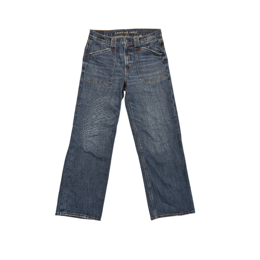 Jeans Wide Leg By American Eagle In Blue Denim, Size:8