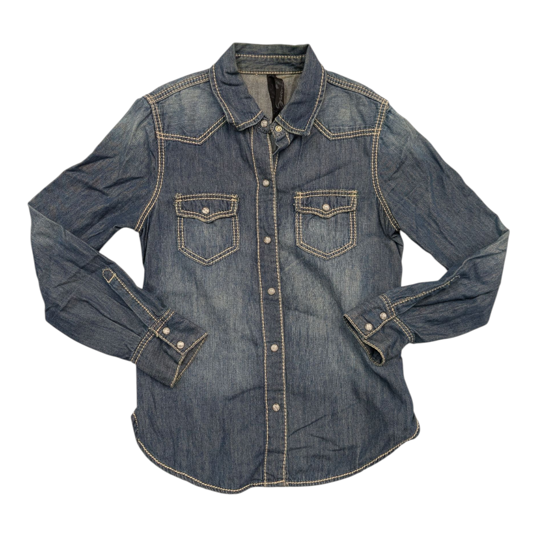 Jacket Denim By Seven 7 In Blue Denim, Size:M