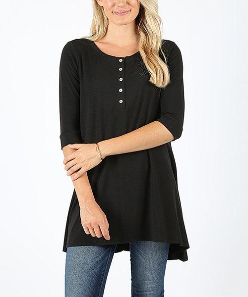 Zenana Tunic Long Sleeve Black Size Small