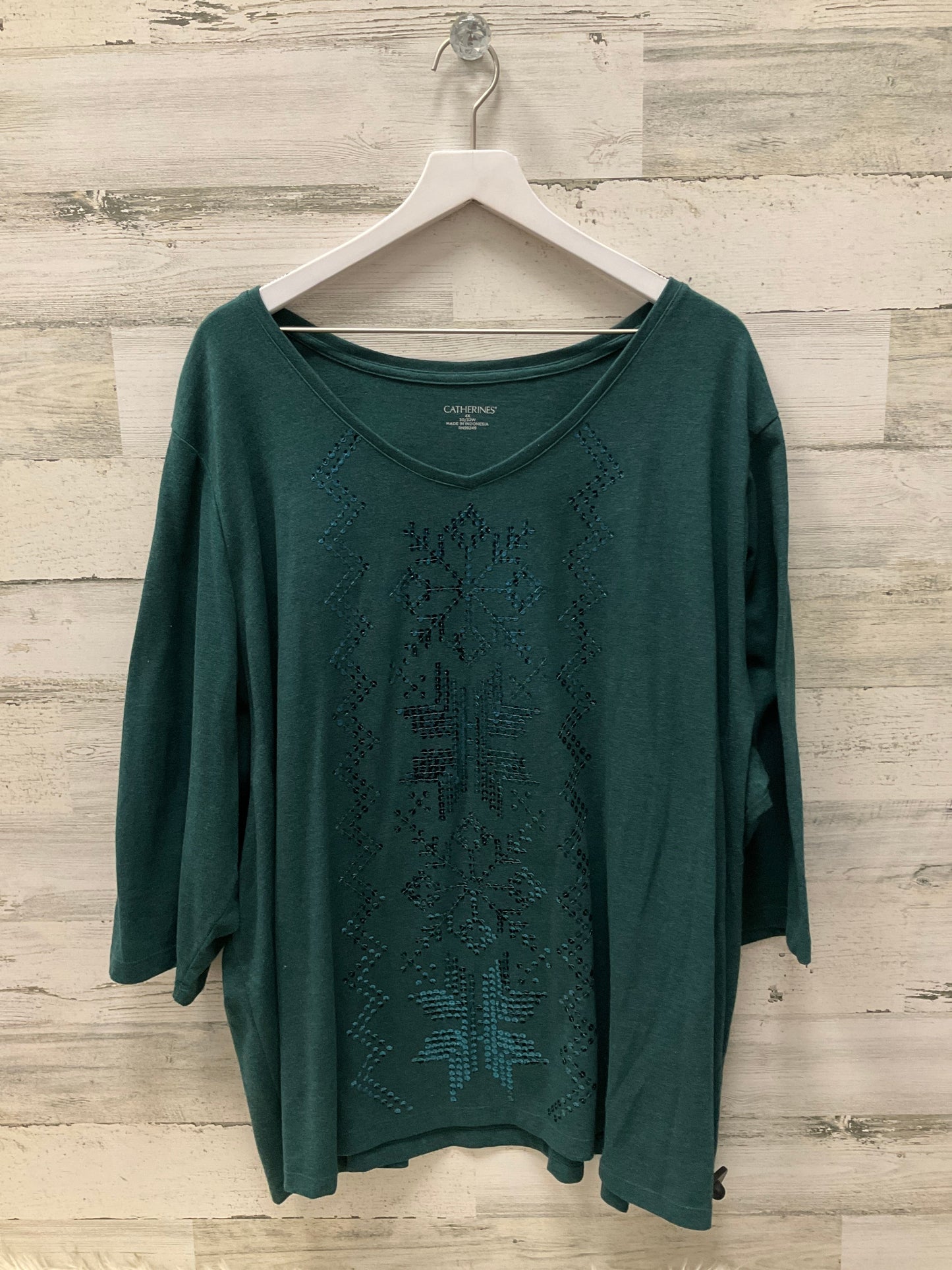 Holiday Top 3/4 Sleeve By Catherines  Size: 4x