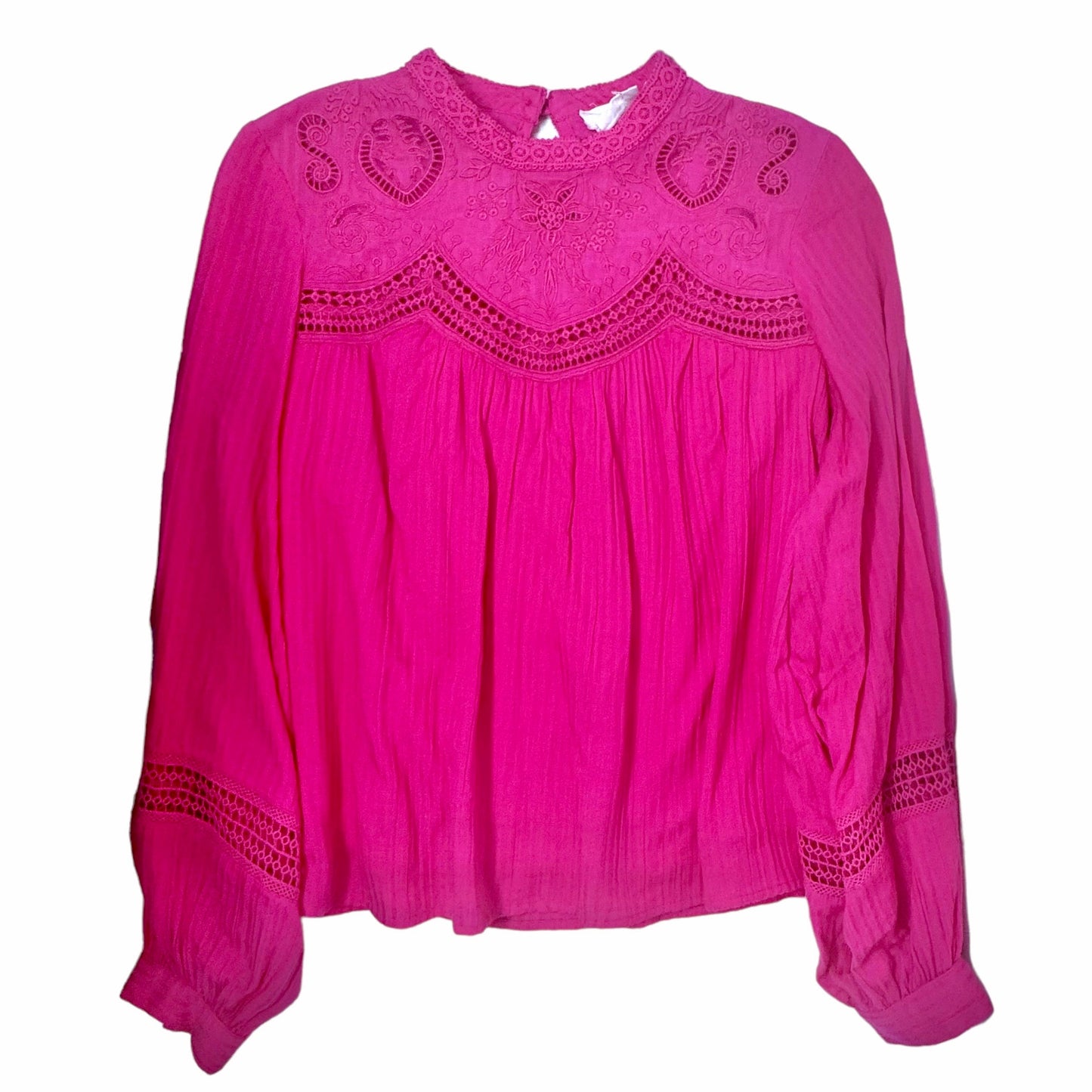 Harmony Lace  Blouse - Bright Pink By Anthropologie  Size: S