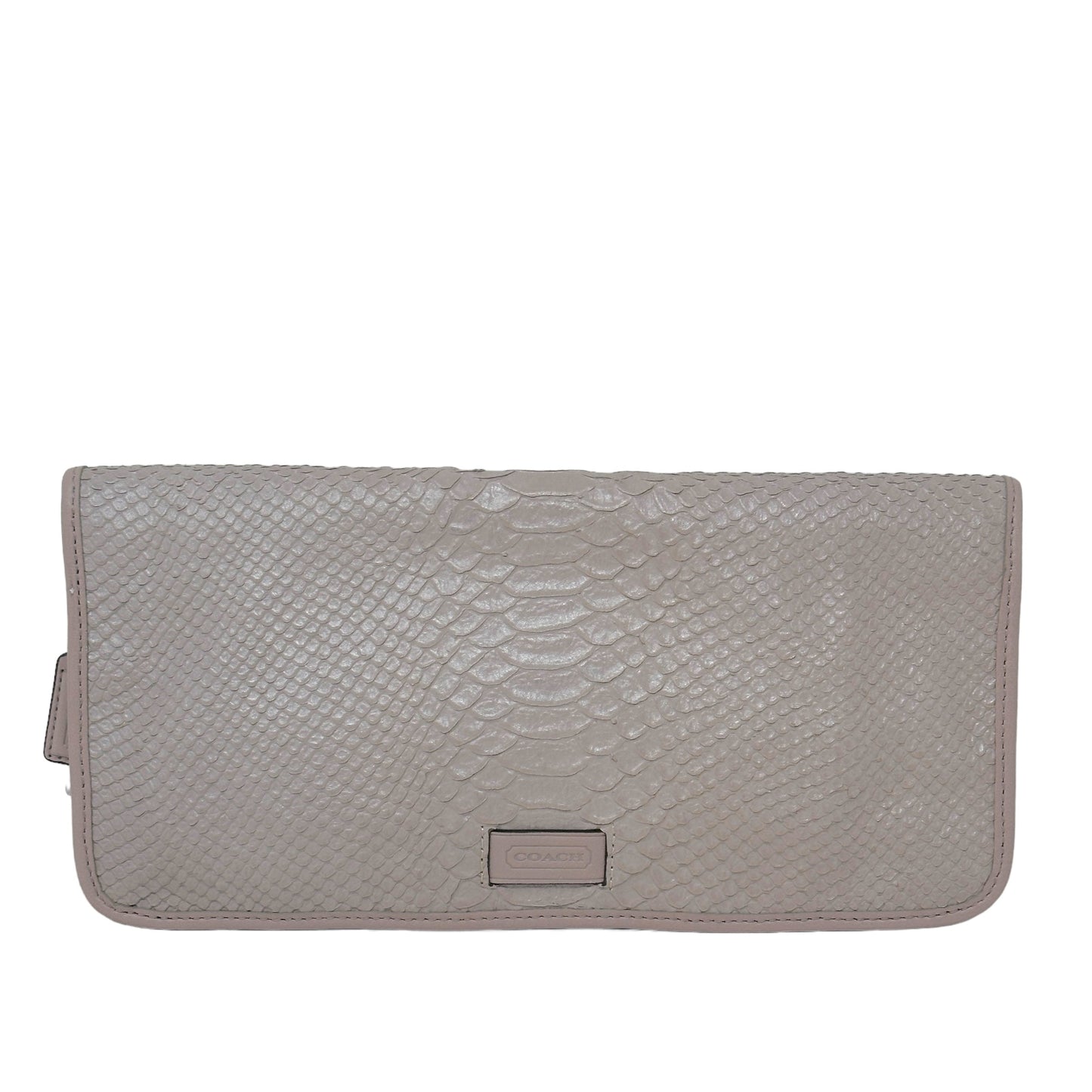 Bonnie Foldover Python Clutch Designer By Coach  Size: Large