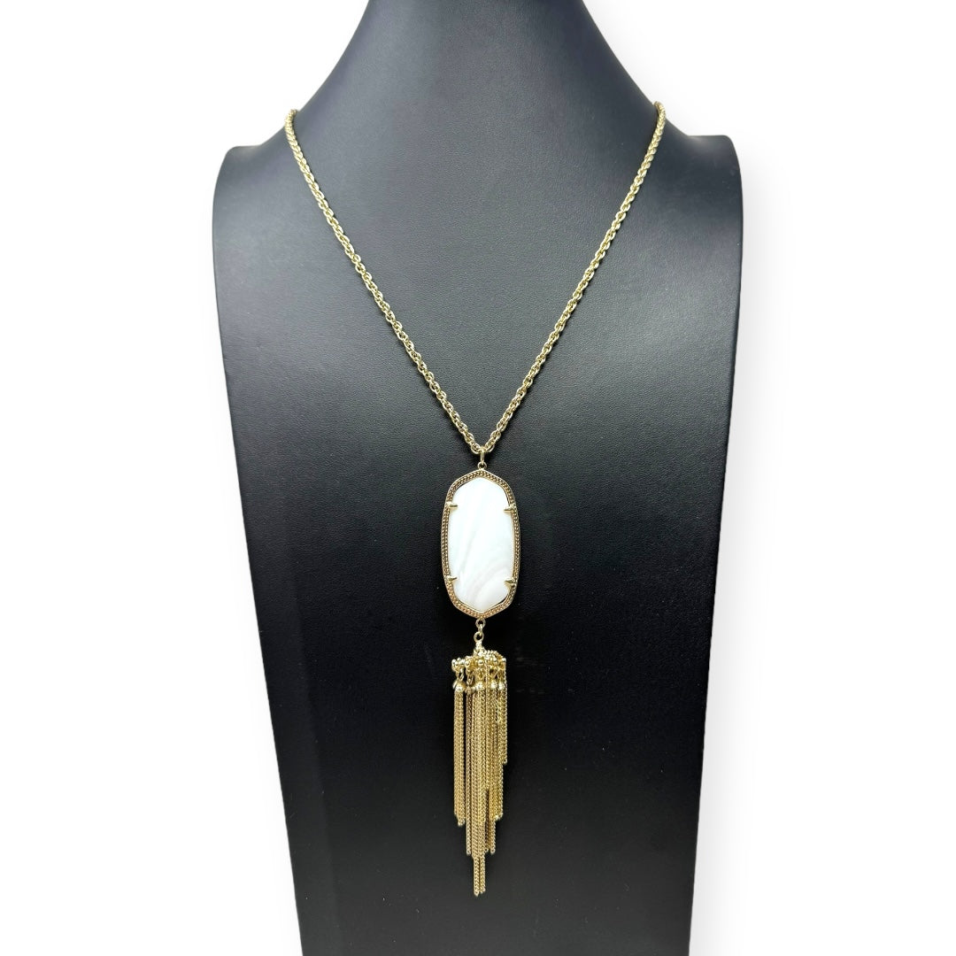 Rayne Gold Long Pendant Necklace in Ivory Mother-of-Pearl By Kendra Scott